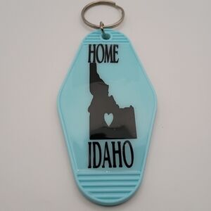 Retro Light Blue Idaho "Home" Motel Keychain | Vintage Style Boho Gift